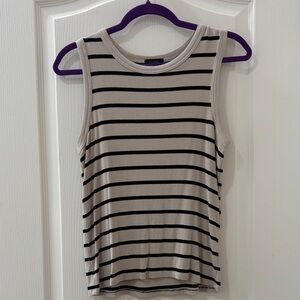 Halogen Black Striped Cream Sleeveless Knit Tank